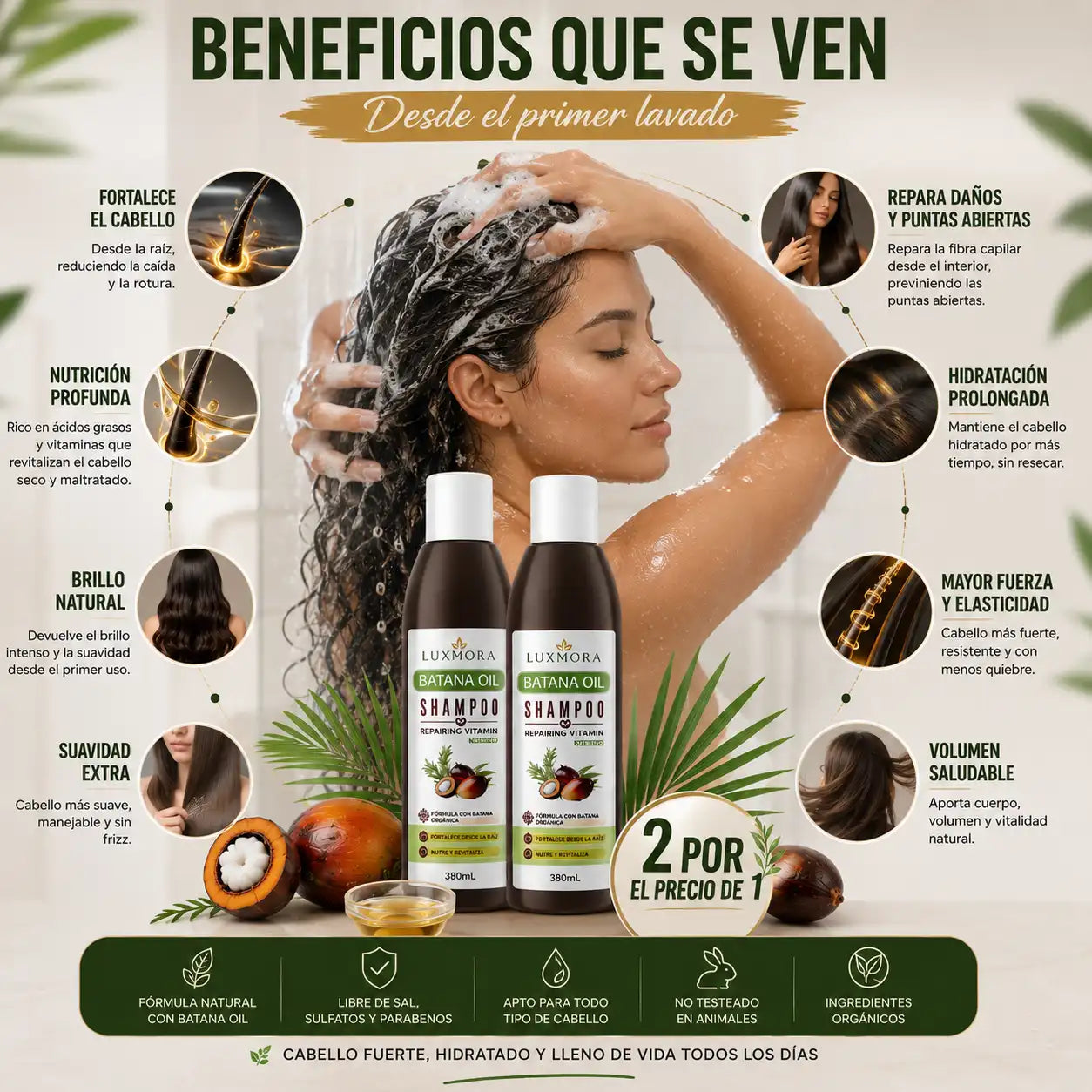 Shampoo Batana Oil COXO 2x1 Solo Hoy | Más suavidad en cada lavado