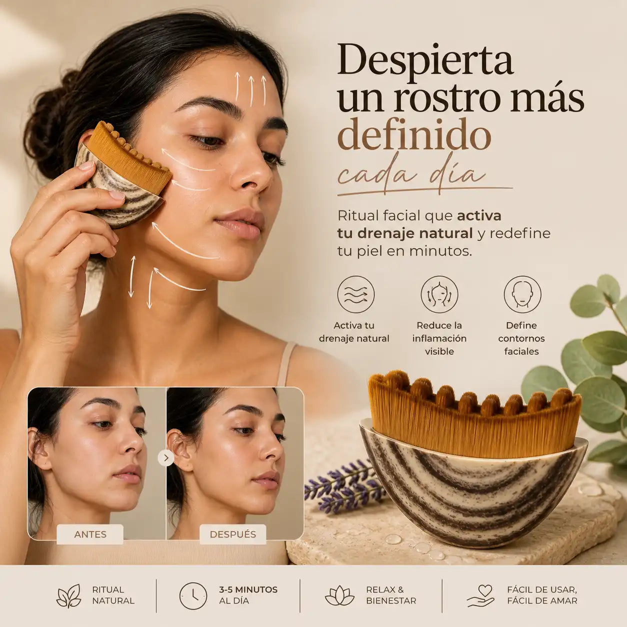 Cepillo COXO™ Drenaje Facial Menos inflamación. Más estructura.