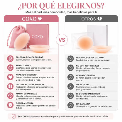 COXO™ Pezoneras Premium El secreto para usar cualquier escote sin sostén.