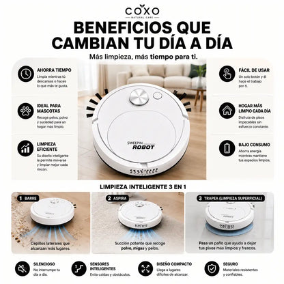 COXO™ Robot Aspiradora 3 en 1  Más tiempo para ti. Menos tiempo limpiando.