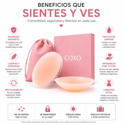 COXO™ Pezoneras Premium El secreto para usar cualquier escote sin sostén.