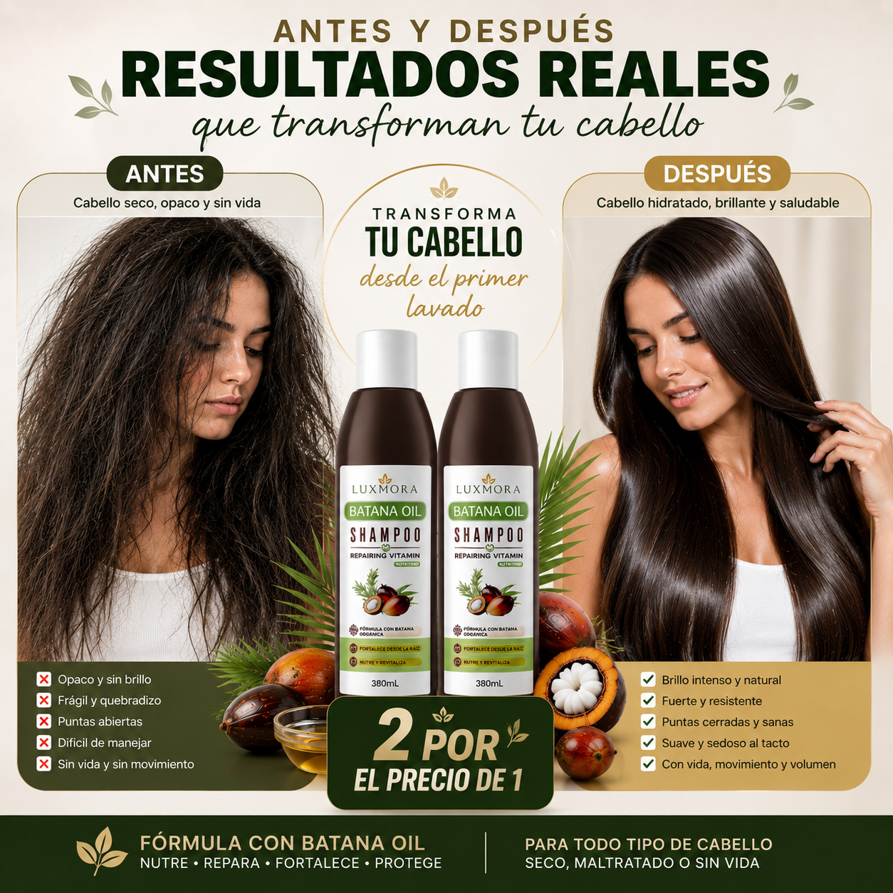 Shampoo Batana Oil COXO 2x1 Solo Hoy | Más suavidad en cada lavado